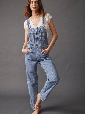 NWT Free People Ziggy Denim Overalls in Powder Blue
